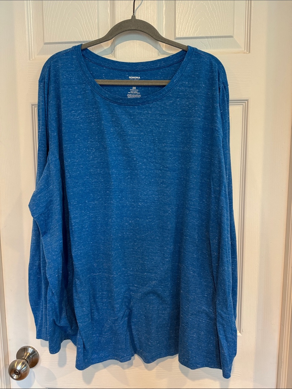 Sonoma Heathered Royal Blue Long Sleeve Scoop Neck Top